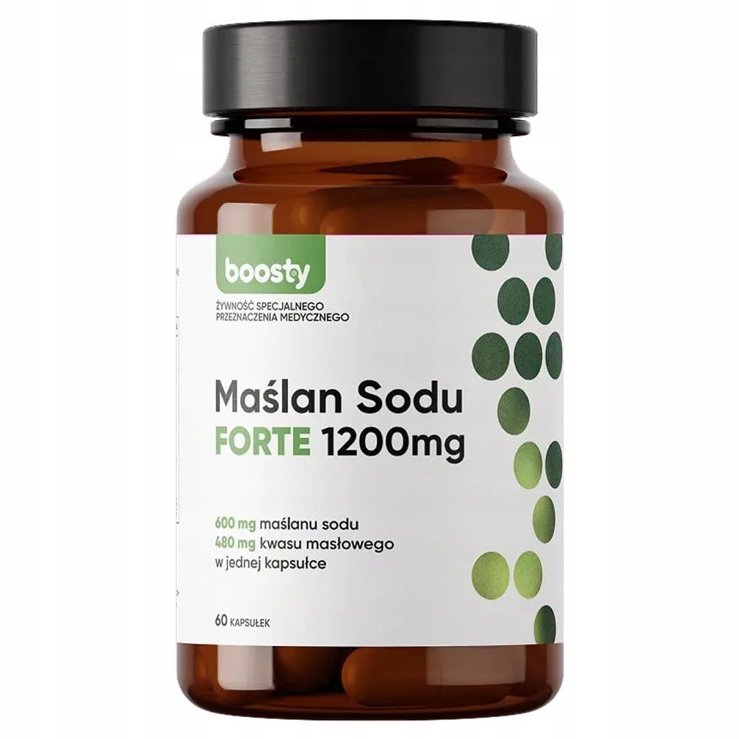 Boostyfoods - Natriumbutyrat Forte - 1200 mg, 60 kapslar – förpackning
