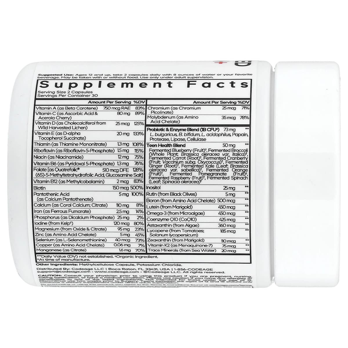 Codeage Teen'S Fermenteret Multivitamin+ - 60 Vcaps - 60 Vegetabilske Kapsler