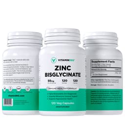 Vitamin360 Sinkki Bisglycinaatti 50 mg - 120 kasviskapselia