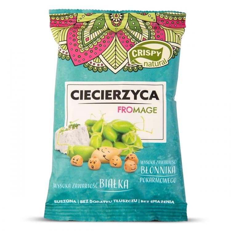 Crispy Natural - Roasted Chickpeas - Cheese & Chives, 25g – Crispy Natural förpackning