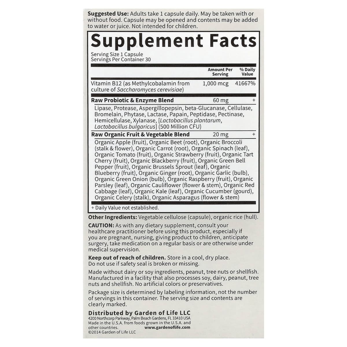 Garden Of Life - Vitamin Code - Raw B-12 - 30 Vcaps