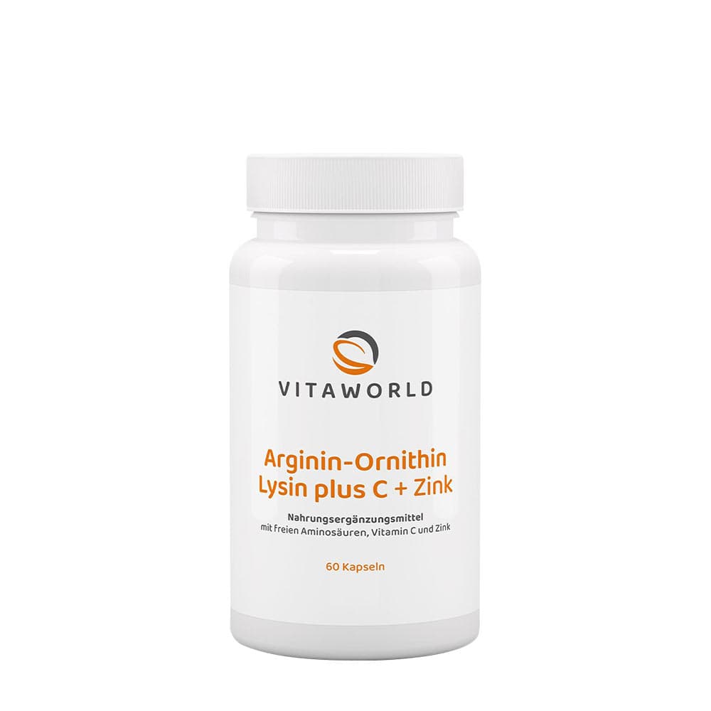 Vitaworld - Arginine-Ornithine-Lysine + C + Zinc - 60 Caps – Vitaworld förpackning