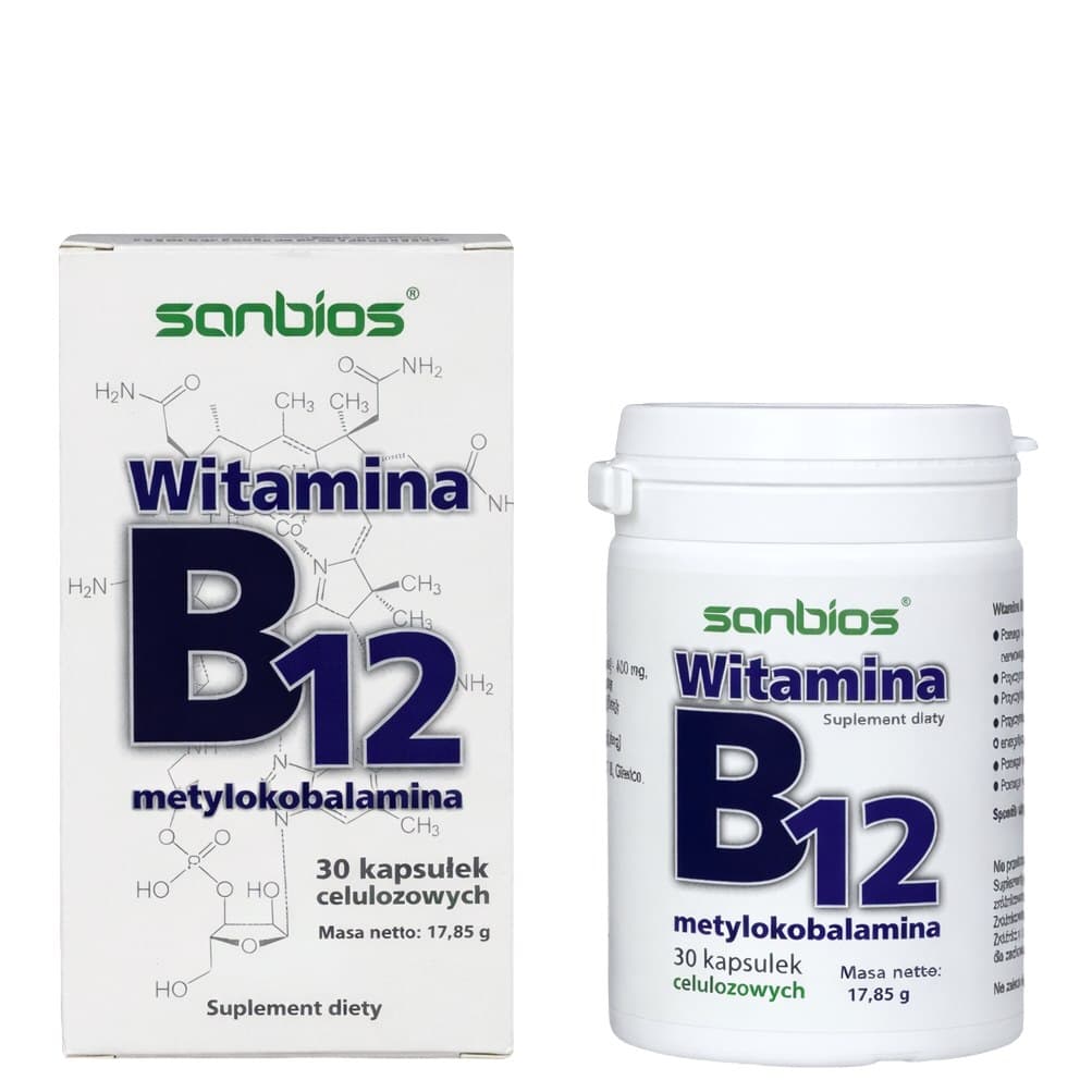 Sanbios - Vitamin B12 Methylcobalamin - 30 Caps – Sanbios förpackning