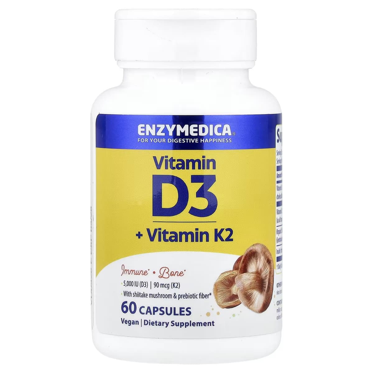 Enzymedica Vitamin D3 + Vitamin K2 - 60 Kapsler