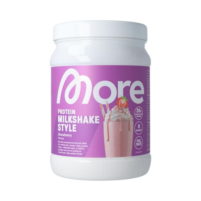 More - Protein - 360 g, milkshakesmak med jordgubb – More
