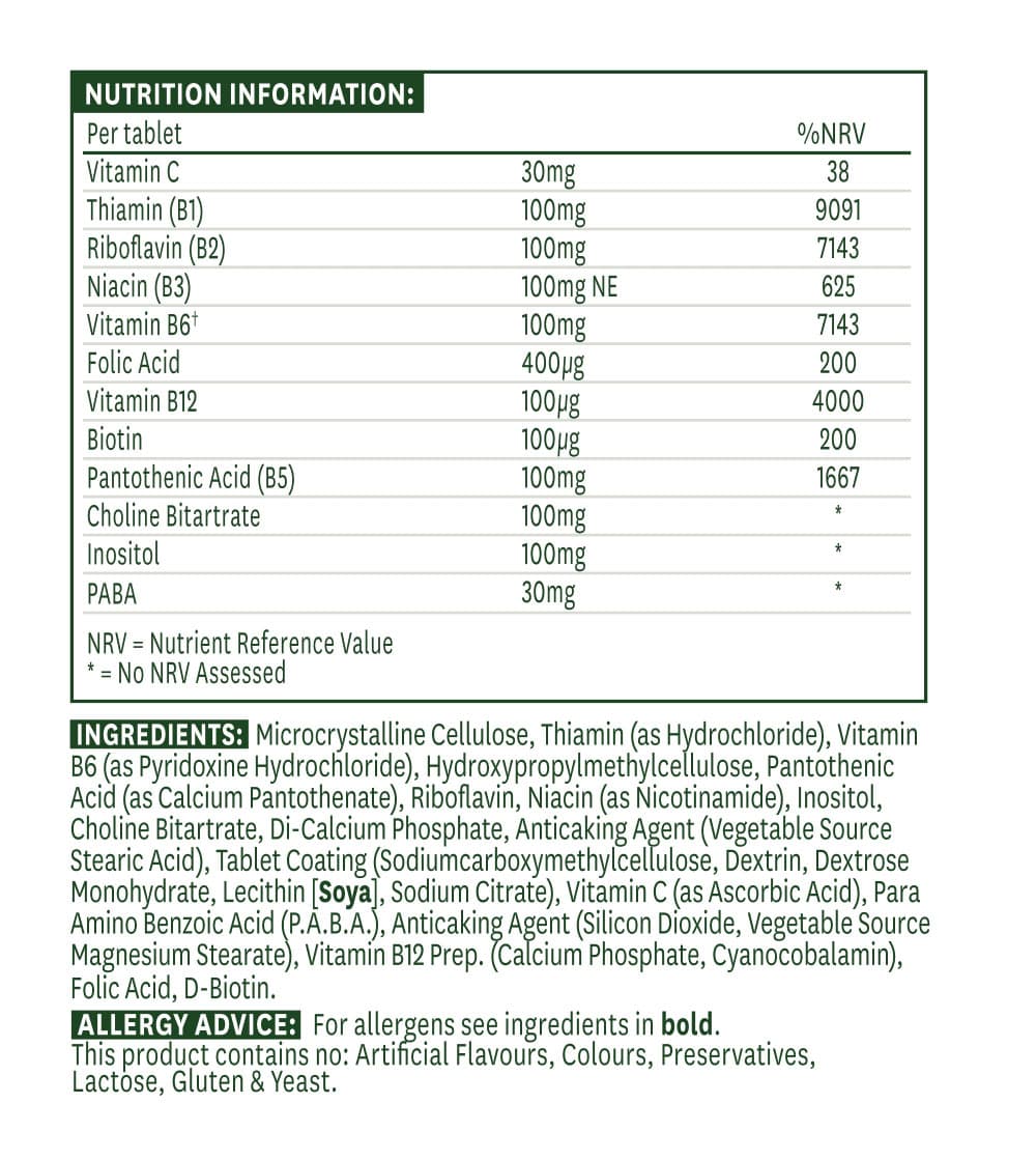 Natures Aid - Vitamin B Komplet 100 Mega Potency Time Release - 60 Tabletter
