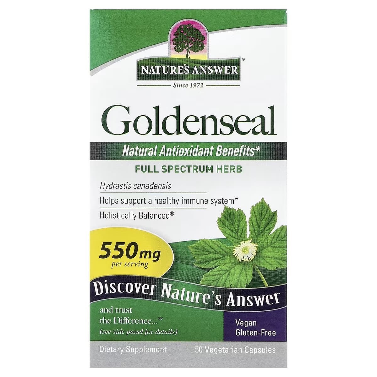 Nature's Answer - Goldenseal Full Spectrum Herb - 50 Vcaps