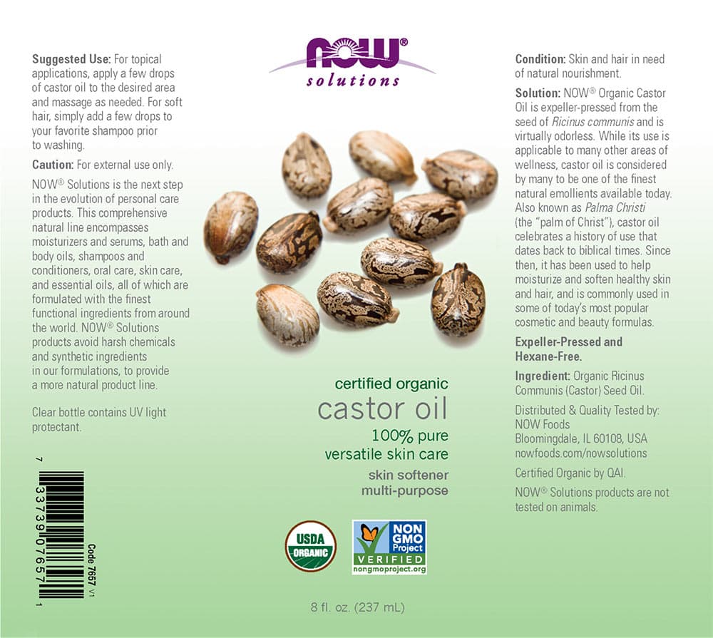 NOW Foods - Organic Castor Oil - 237ml
