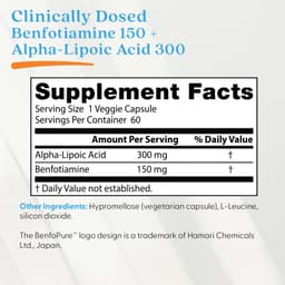 Doctor's Best - Benfotiamine 150 + Alpha-Lipoic Acid 300 - 60 Vcaps