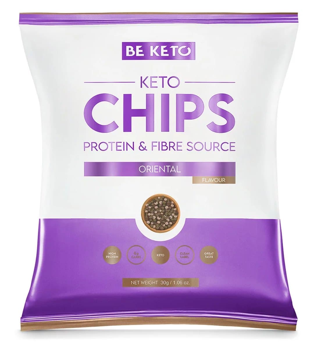 BeKeto Keto Chipsy pikantne orientalne 30g – BeKeto förpackning