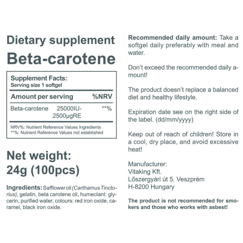 Vitaking - Beta-Carotene Provitamin A - 100 Sgels