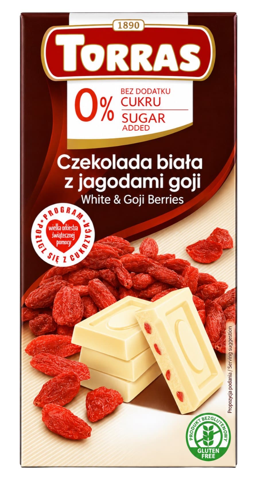 Torras - White Chocolate with Goji Berries - 75g – Torras förpackning
