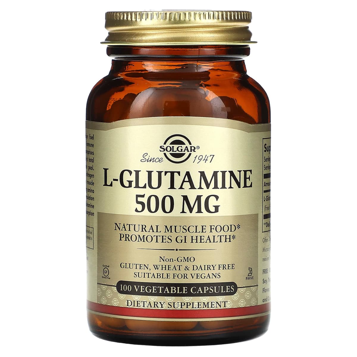 Solgar - L-Glutamine - 100 Vegetable Caps - 100 caps