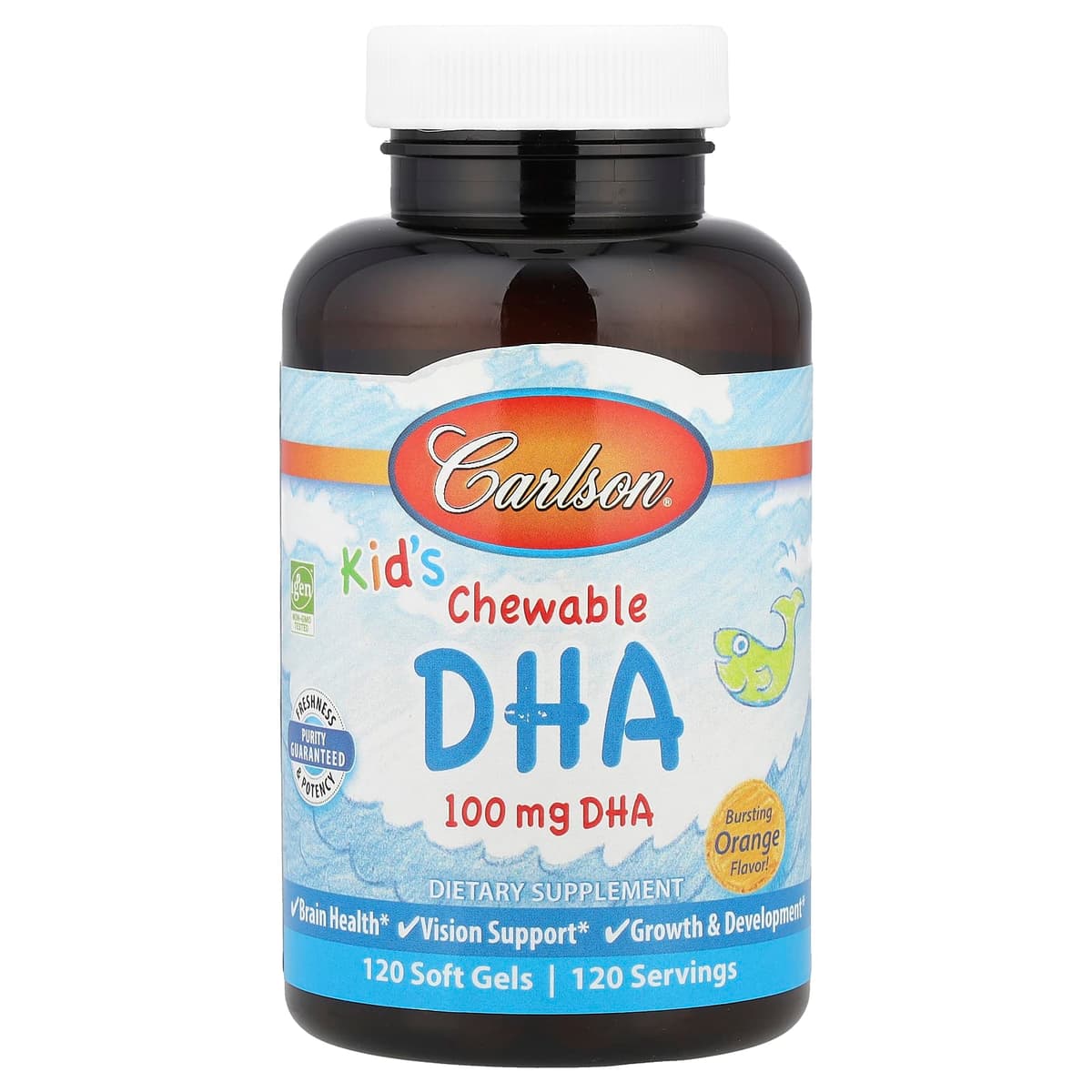 Carlson Labs - Kids Gummies DHA, 100mg Appelsin - 120 Gummier