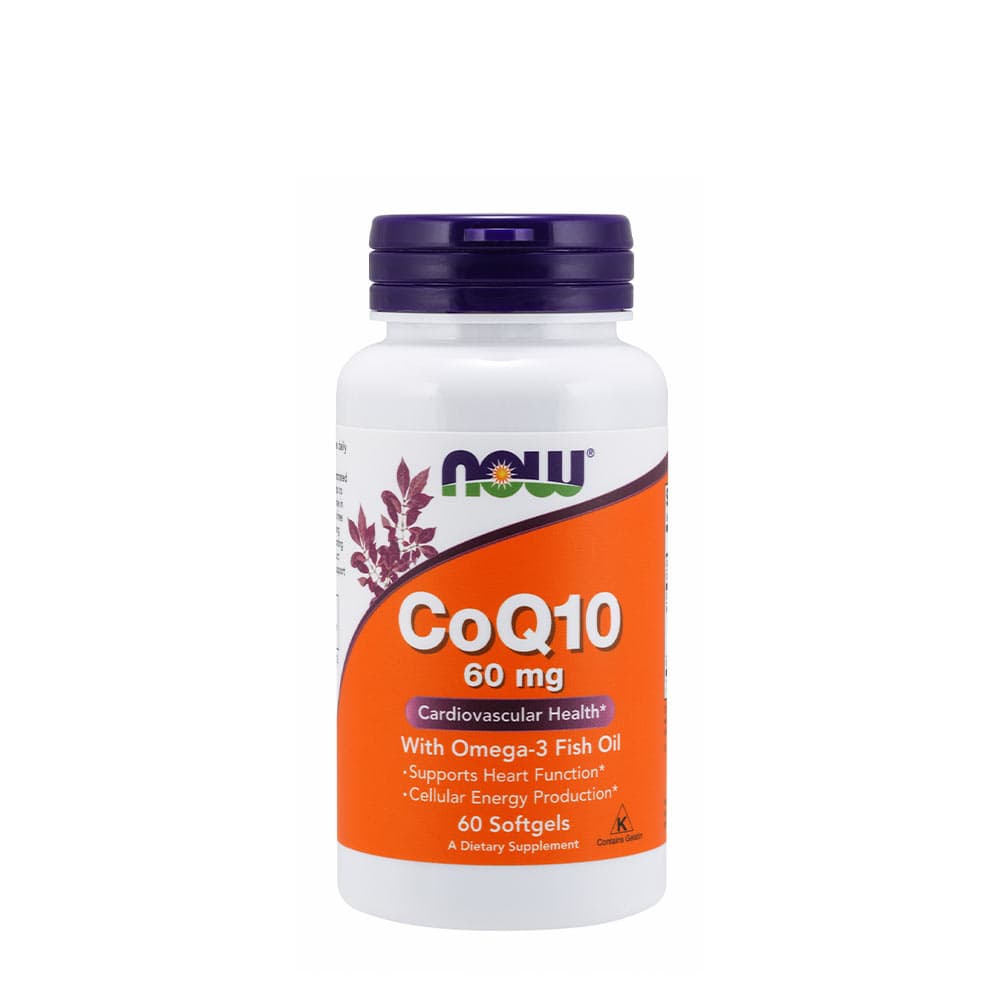 NOW Foods - CoQ10 With Omega-3 Fish Oil - 60 Softgels – NOW Foods förpackning
