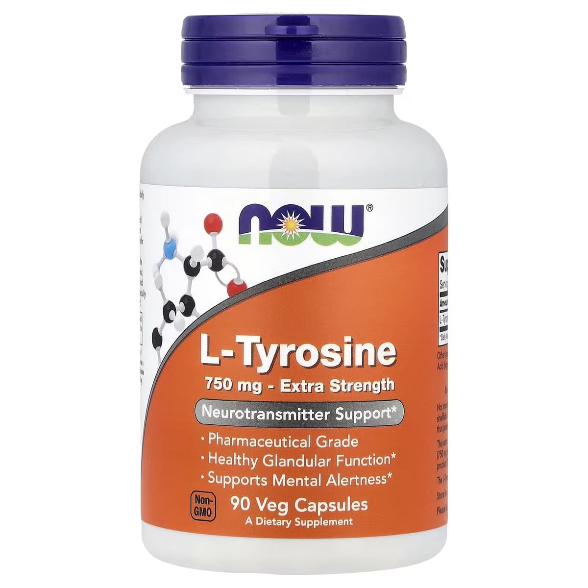 NOW Foods - L-Tyrosine, Extra Strength 750mg - 90 Vcaps