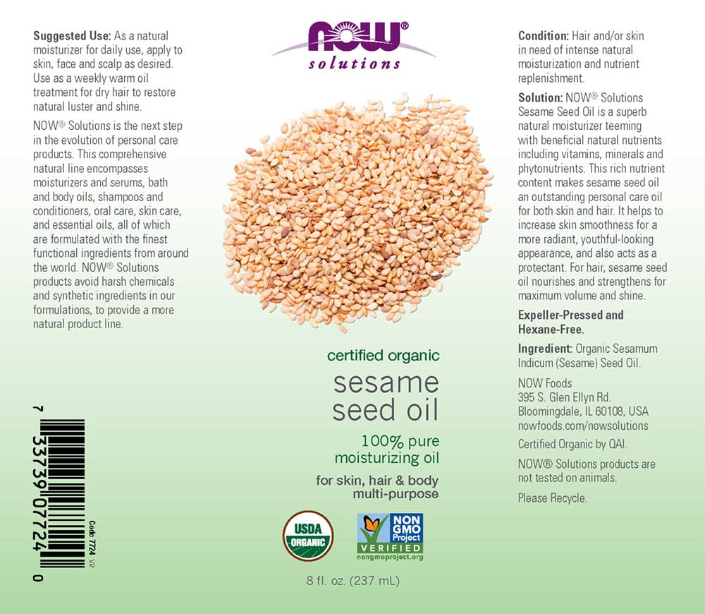 Now Foods - Organic Sesame Seed Oil - 237ml