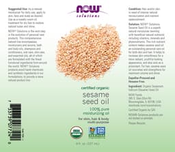 Now Foods - Organic Sesame Seed Oil - 237ml