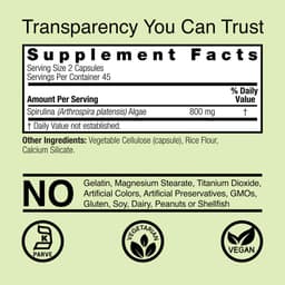Nature's Answer - Spirulina - 90 Vegetarian Capsules