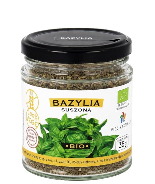 Pięć Przemian - Organic Dried Basil - 35g – Pięć Przemian förpackning