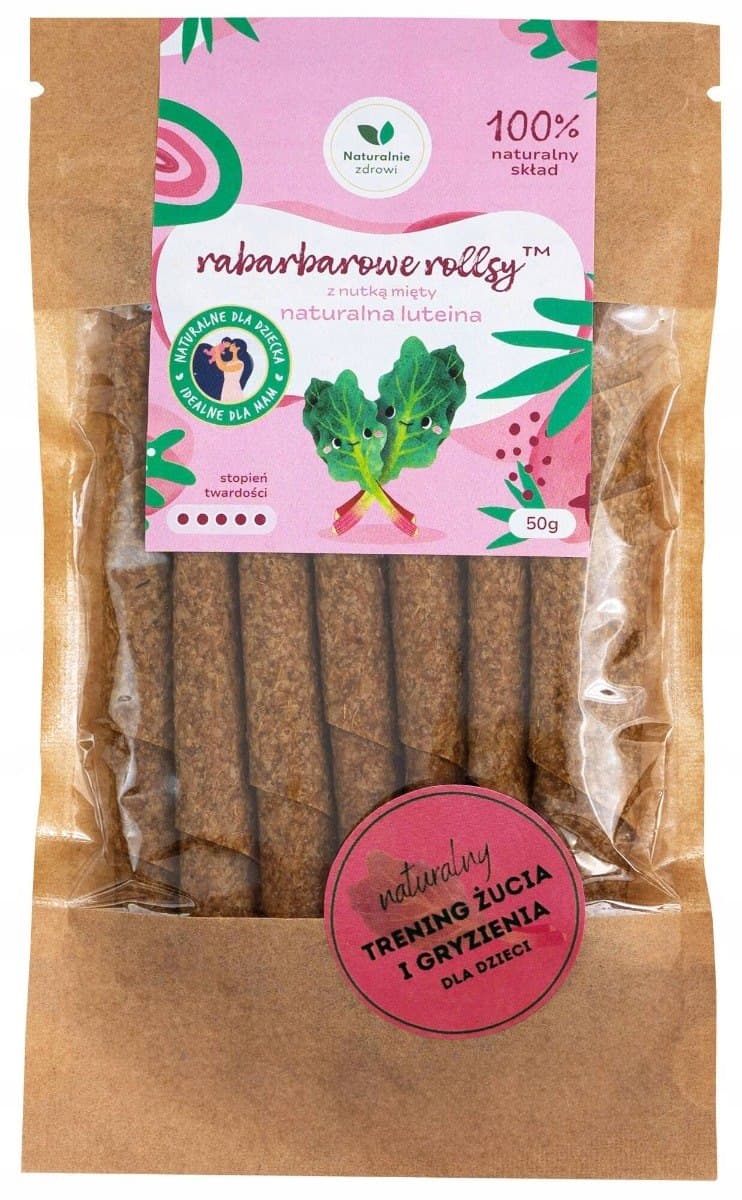 Naturalnie zdrowi - Rhubarb Rollsy - 50g – Naturalnie Zdrowi förpackning
