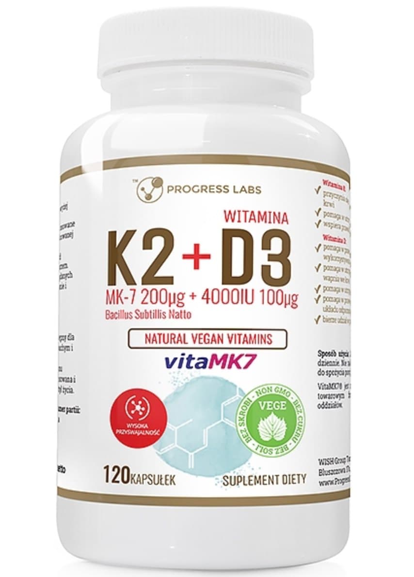 Progress Labs - Vitamin K2 + D3 - 120 Caps – Progress Labs förpackning