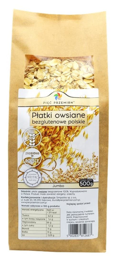 Pięć Przemian - Gluten-Free Jumbo Oat Flakes – Pięć Przemian förpackning
