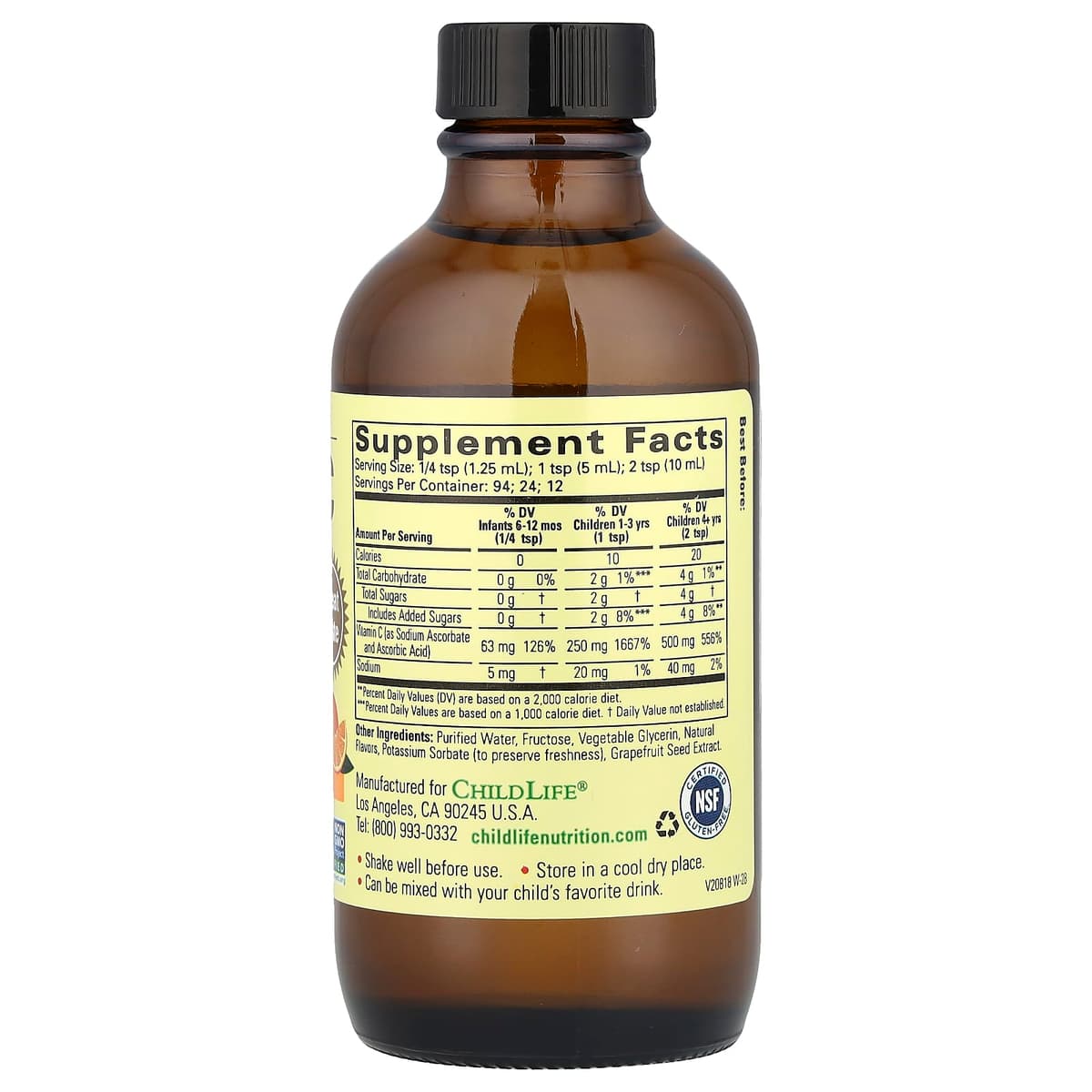 Child Life - Liquid Vitamin C, Natural Orange - 118ml
