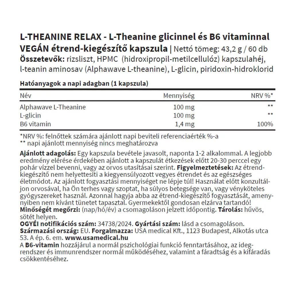 Usa Medical - L-Theanine Relax - 60 Caps