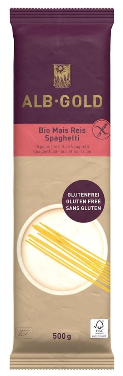 Alb-Gold - Organic Corn Rice Spaghetti - 500g – Alb-Gold förpackning
