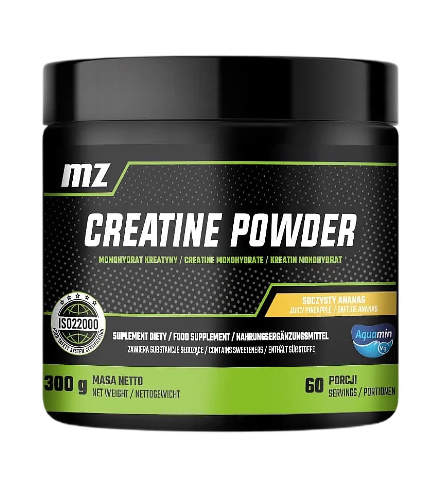 MZ Muscle Zone - Kreatin - Saftig ananas, 300 g, pulver – förpackning