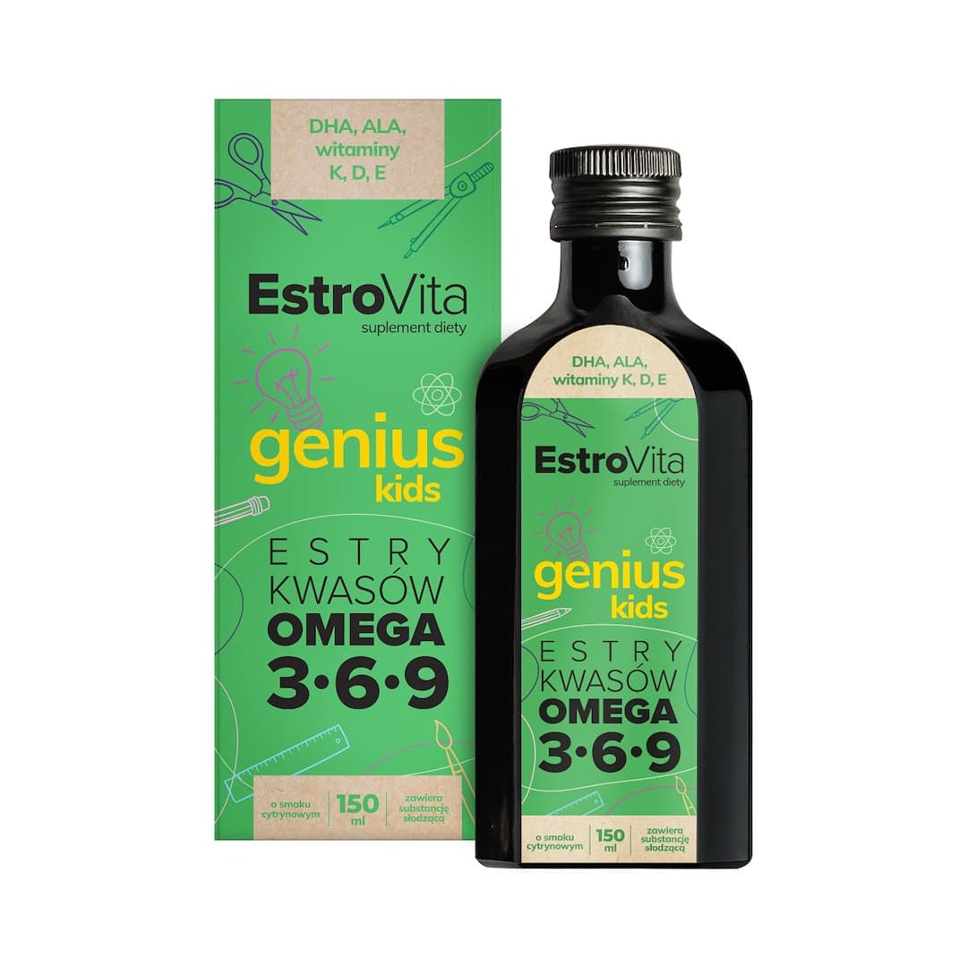 EstroVita - Genius Kids Omega 3·6·9 - 150ml – Estrovita förpackning