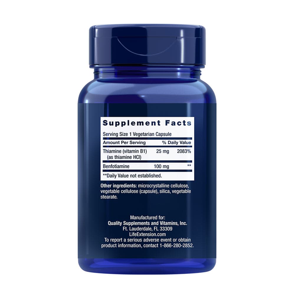Life Extension - Benfotiamine ja Tiamiini - 120 Vcaps