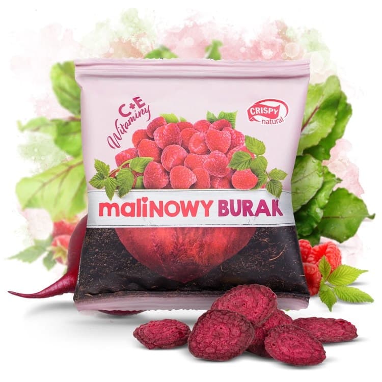 Crispy Natural - Raspberry Beetroot - 18 g – Crispy Natural förpackning