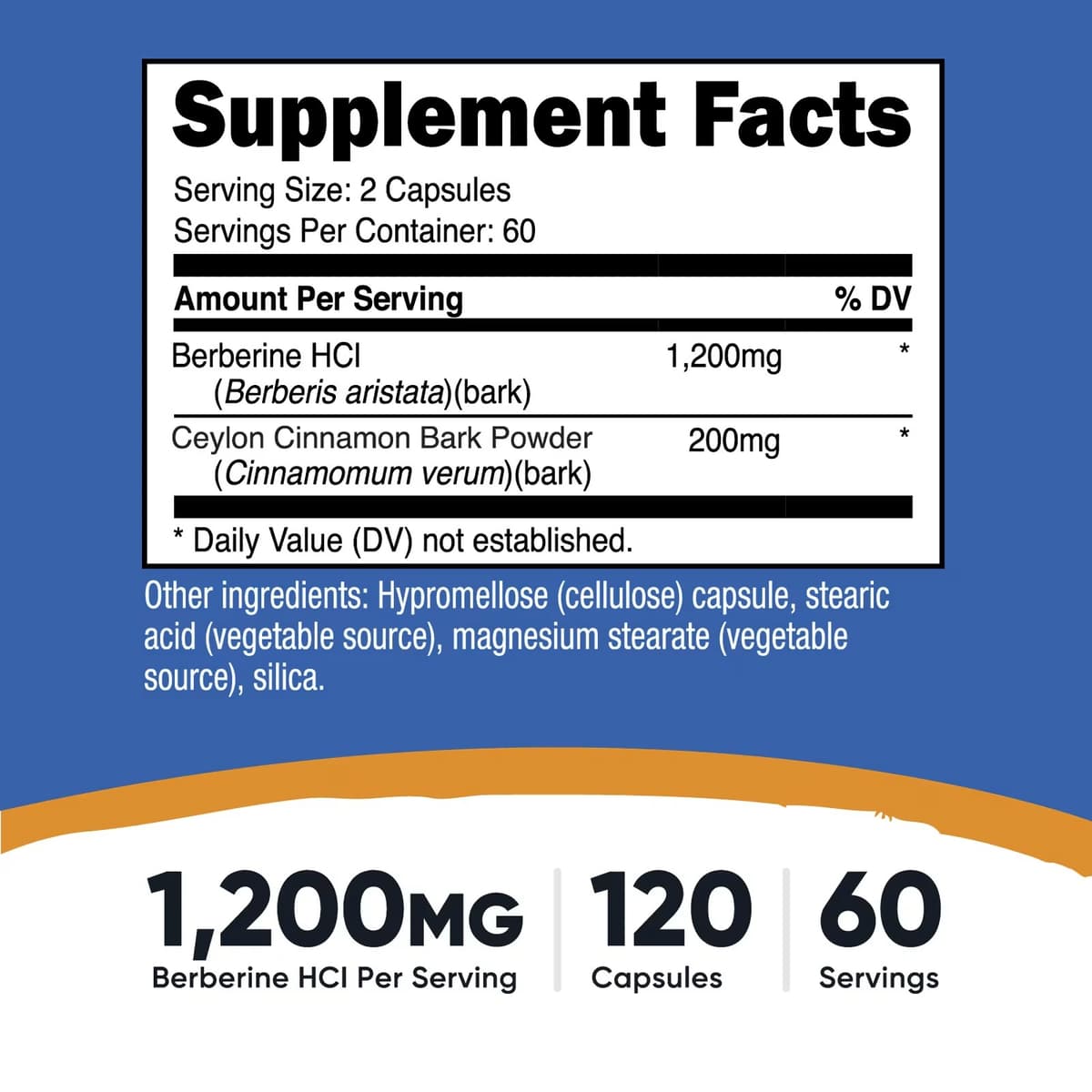 Nutricost - Berberine HCL With Ceylon Cinnamon - 120 Caps