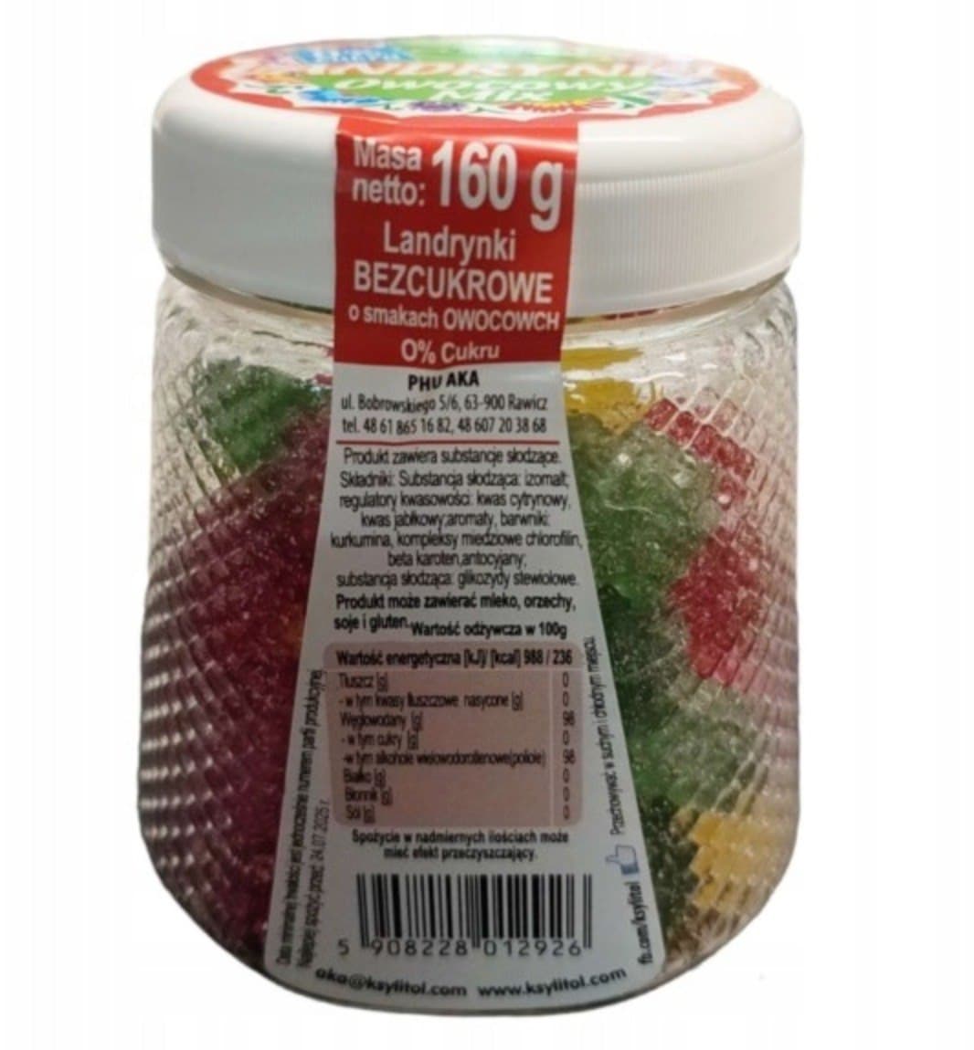 Landrynki - Fruit Mix Hard Candies with Stevia, No Added Sugar 160g