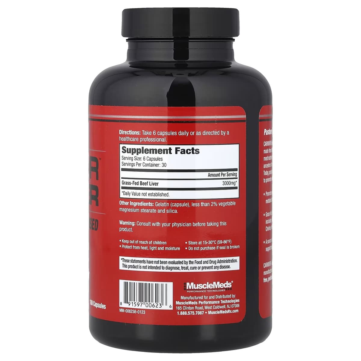 MuscleMeds - Carnivor Bovinlever - 180 Kapsler
