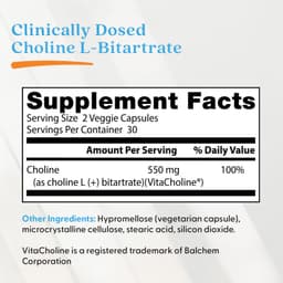 Doctor's Best - Choline L-Bitartrate, 550mg - 60 Vcaps