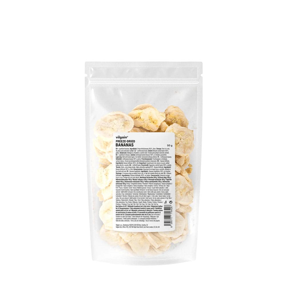 Vilgain - Freeze-Dried Bananas - 50g – Vilgain förpackning