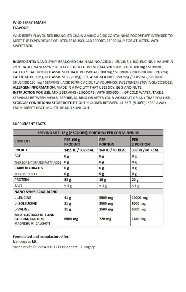 Nanosupps - BCAA Nano, Wild Berry Smash - 420g