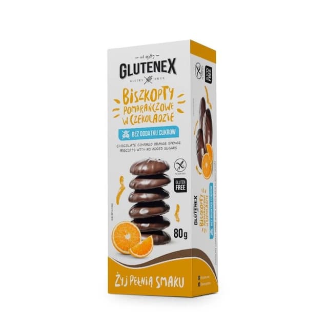 Glutenex - Orange Sponge Biscuits in Chocolate - 80g – Glutenex
