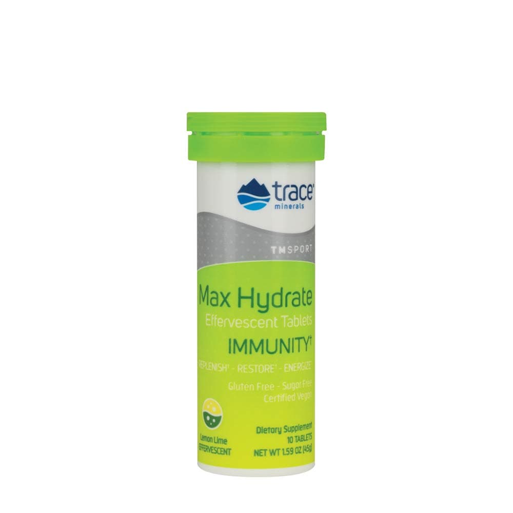 Trace Minerals Max-Hydrate Immunity - Lemon Lime - 10 Effervescent Tabs - 10 Tabs (1.59oz / 45g) – Trace Minerals förpackning
