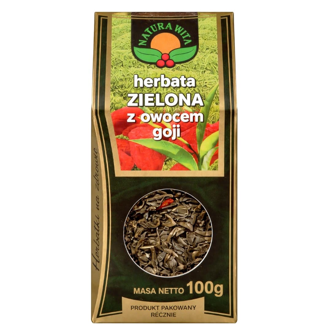 NATURA-WITA Herbata zielona z owocami goji 100g – Natura-Wita förpackning