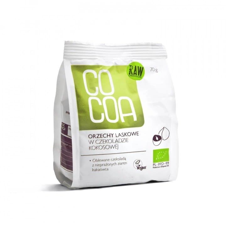 Bio Planet - COCOA Hazelnuts in Coconut Chocolate - 70g – Bio Planet förpackning