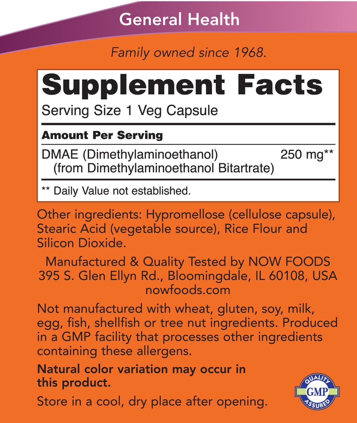 NOW Foods - Deanol - 100 Vcaps