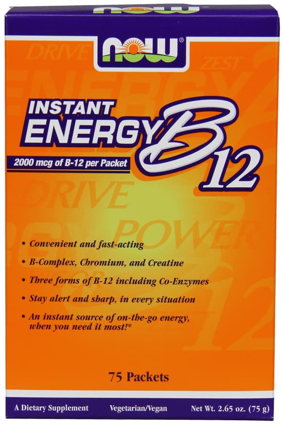 NOW Foods - Vitamin B-12 Instant Energy - 75 Sachets – NOW Foods förpackning