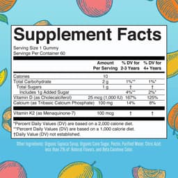 Maryruth'S K2 + D3 Calcium Gummies - Peach Mango Apricot - 60 Gummies