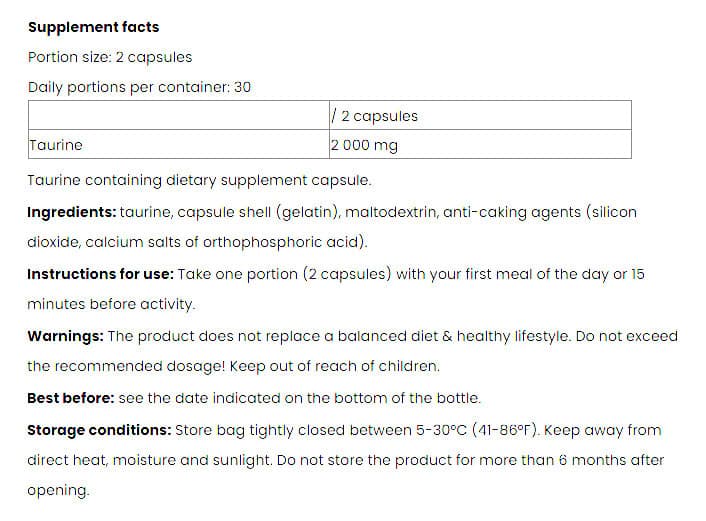 Nutriversum - Taurine Caps - 76g / 60 Caps