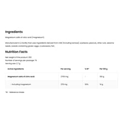 OstroVit - Magnesiumsitraatti, Luonnollinen - 200g