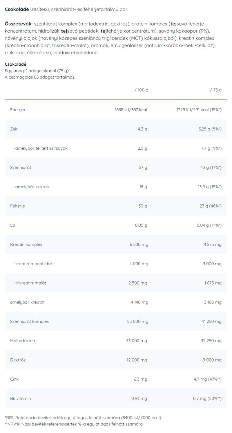 Nutriversum - Gainer Pro - Lihasmassan rakentamisen formula, Suklaa - 5000g